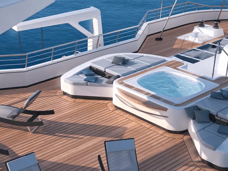 Pont Soleil et Jacuzzi du Voilier Le Ponant